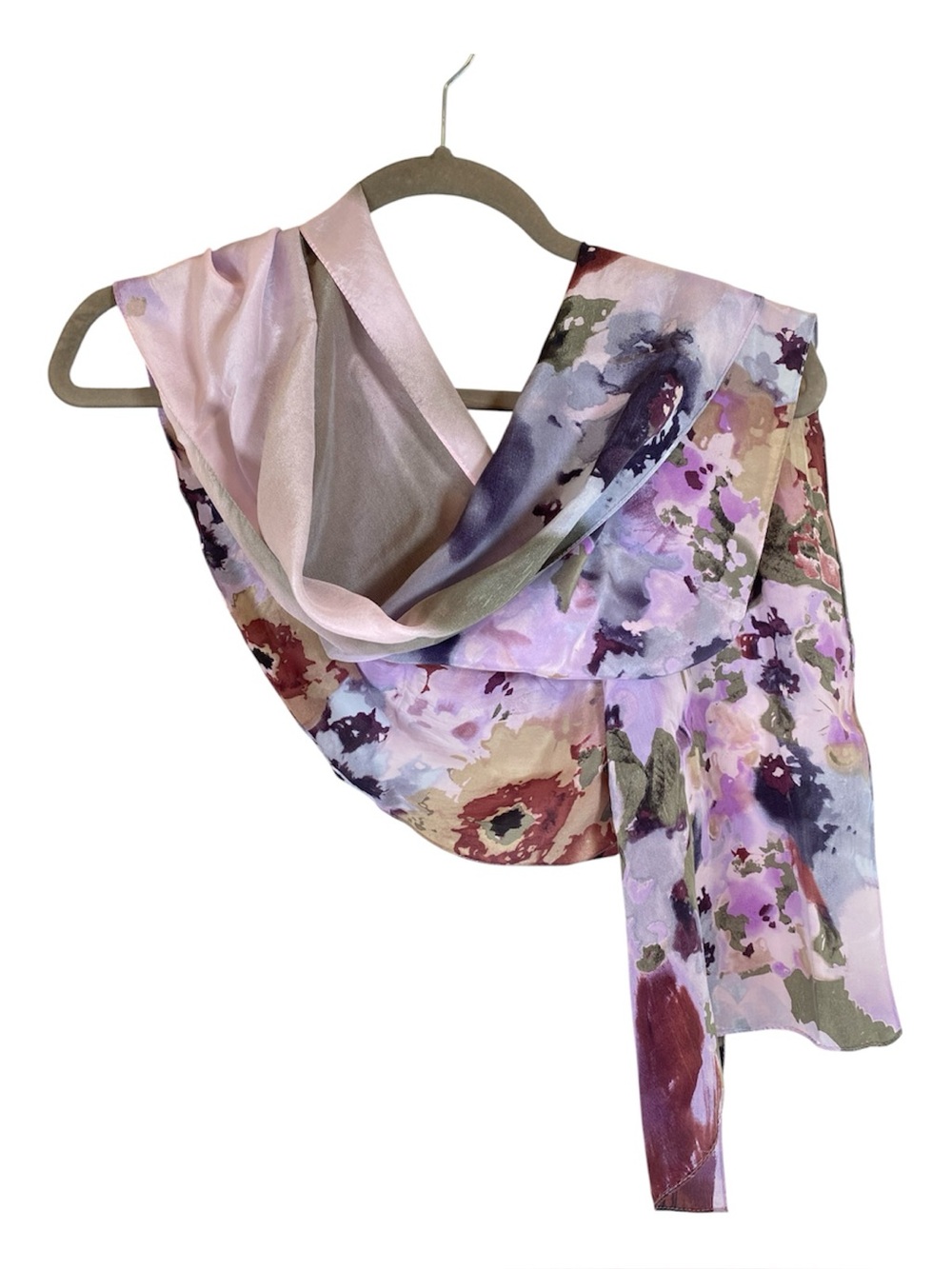 CYNTHIA ROWLEY Lavender Floral Watercolor Silk Scarf - Picture 3 of 6
